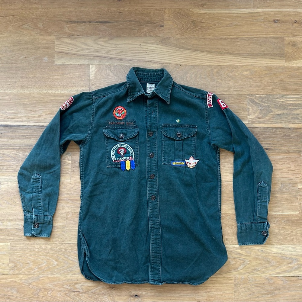 1950’s Vintage Boy-scouts Green Button Up - Picture 3 of 10